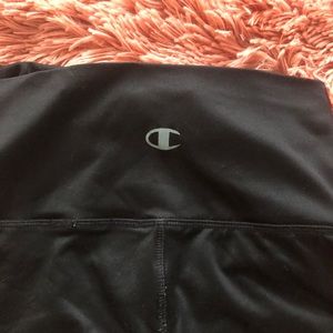 Full length black Champion leggings.